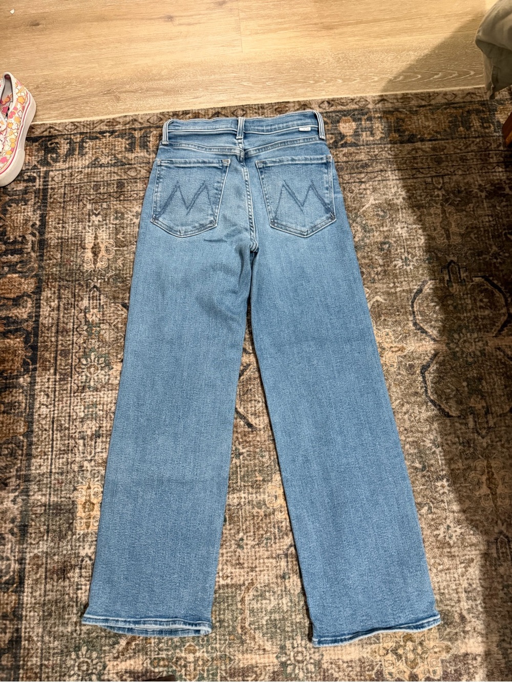 MOTHER Lil’ rambler zip flood jeans Petite High-Rise Straight Jeans in Blue - Picture 6 of 9